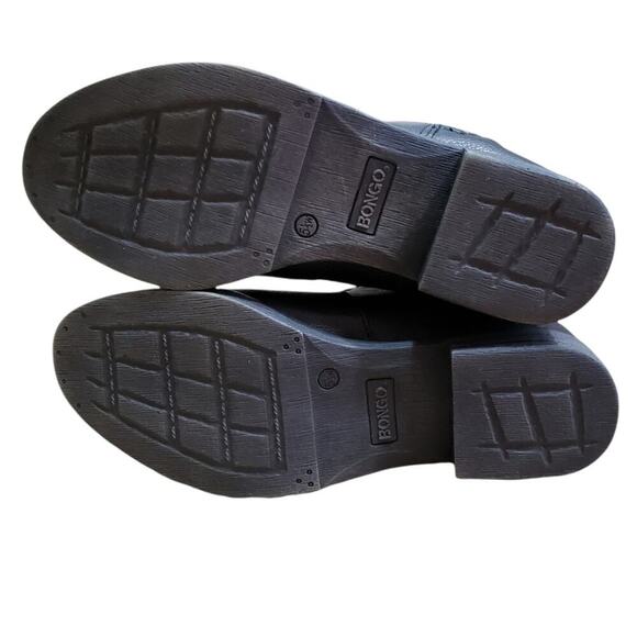 BONGO Bailey Knee High Boots Faux Rubber Wood Heel Black Quilted - Picture 5 of 11